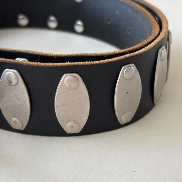 90s Espresso + Silver Leather Belt sz S - Picture 6 of 8